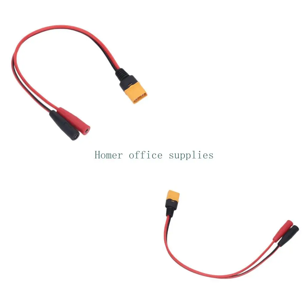 K43B FPV Model Battery Power Cable with Male Terminal, Female mm Banana Ends, Molded Strain Relief, and a Stated 10 A