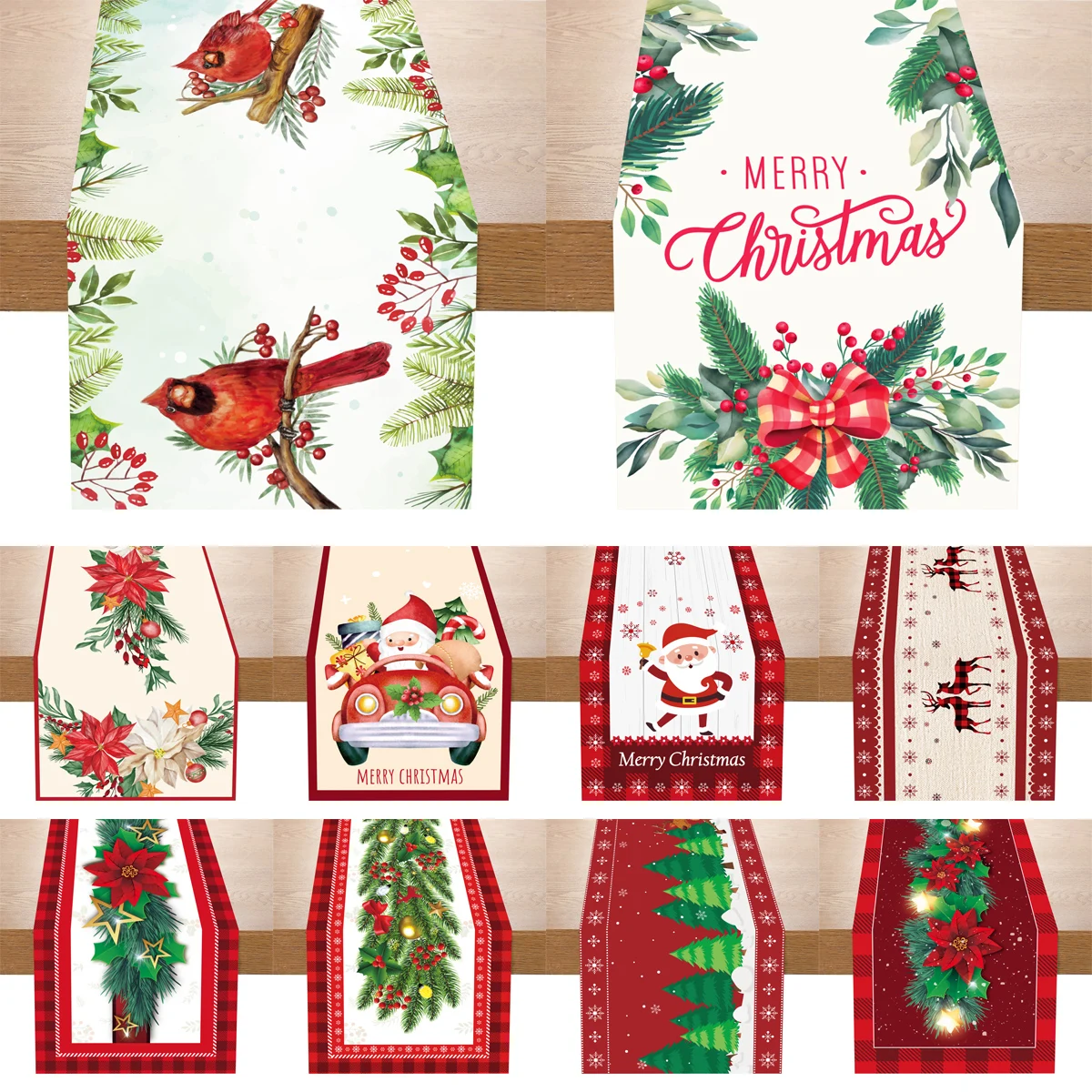 2024 Christmas Table Runner Cloth Christmas Decoration For Home Tablecloth Xmas Natal Noel New Year 2025 Merry Cristmas Ornament