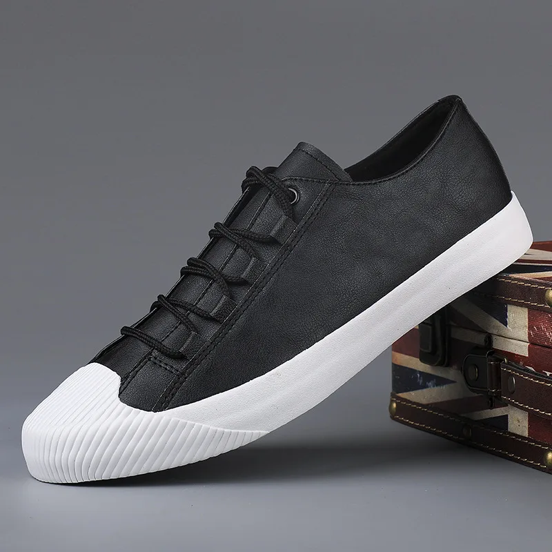 Autumn New Casual Leather Lace-Up Shoes Men's Korean Style Trendy Casual Versatile Shoes Business Shoes Zapatos Casuales
