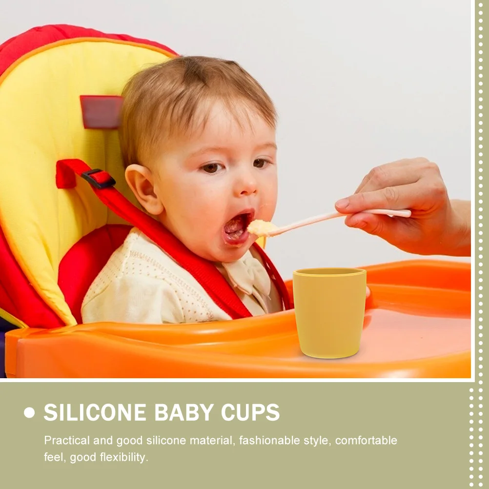 

2 Pcs Silicone Cup Cups Feeding Cutlery Infant Training Utensils for Toddlers Drinking Learning Food Grade