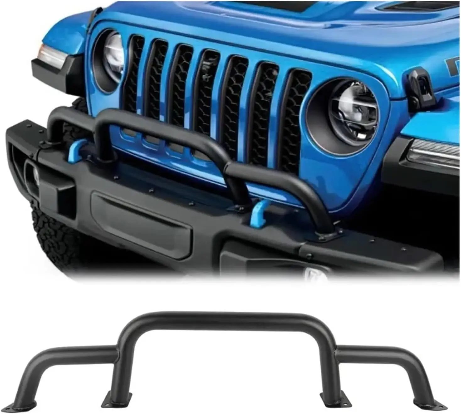 Parachoques Delantero con Barra Protectora y Triple Aro para Cabrestante para Jeep Wrangler JL 2018-2024 y Gladiator JT 2020+