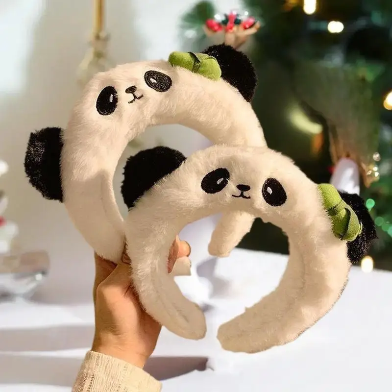 عصابة رأس لعبة الباندا الناعمة الجذابة لغسل الوجه للنساء، إكسسوار شعر فريد من نوعه على شكل حديقة الحيوان