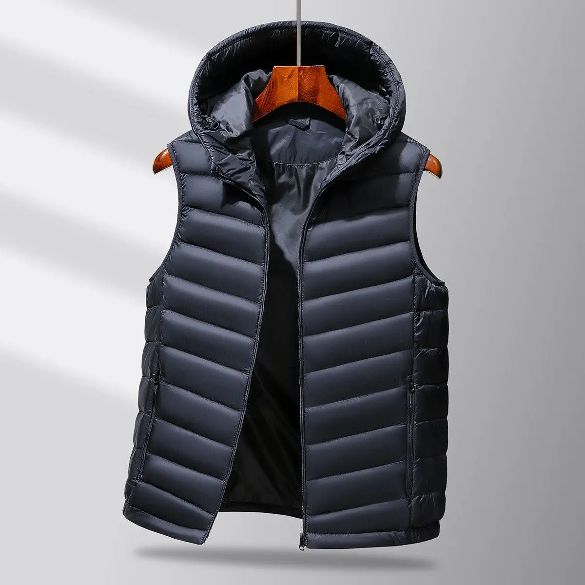 

2025 European Autumn and Winter Women's Down Vest Commuting Hooded Oversized Vest