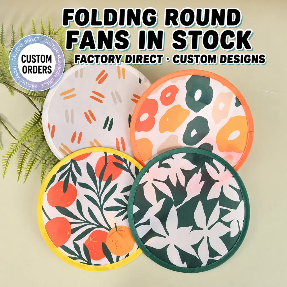 Floral Round Foldable Hand Fan Japanese Foldable Fan Style Handheld Foldable Compact Cooling Fans Round Folding Fan For Summer