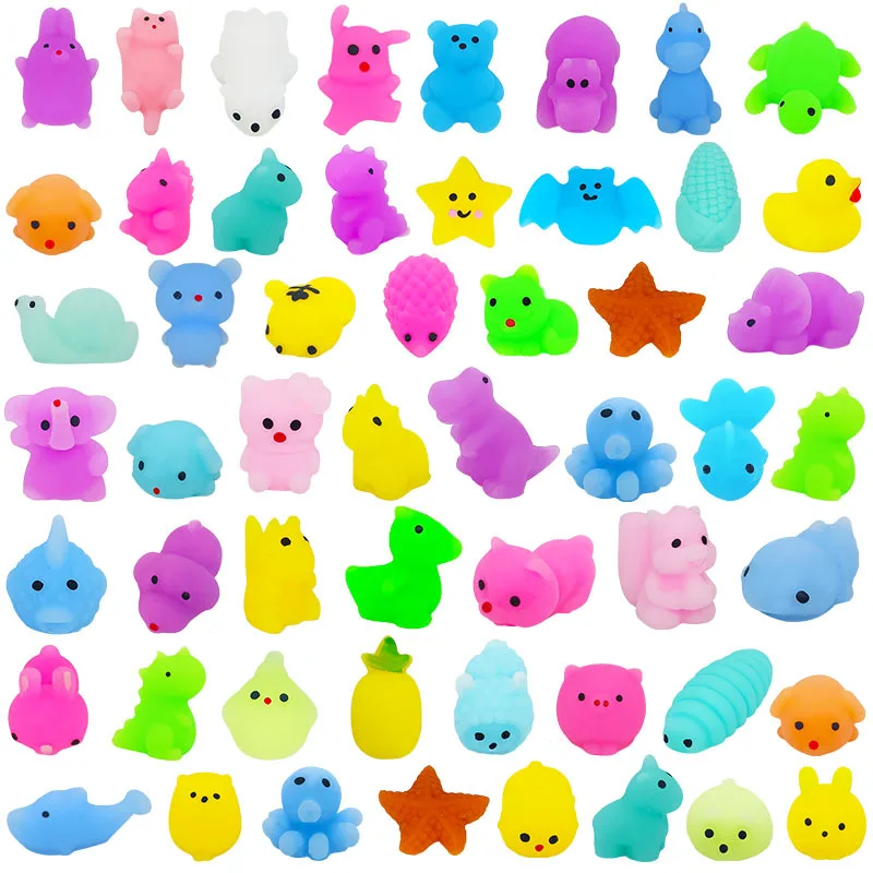 

60-1PCS Kawaii Squishies Mochi Anima Squishy Toys For Kids Antistress Ball Squeeze Party Favors Stress Relief Toys For Birthday