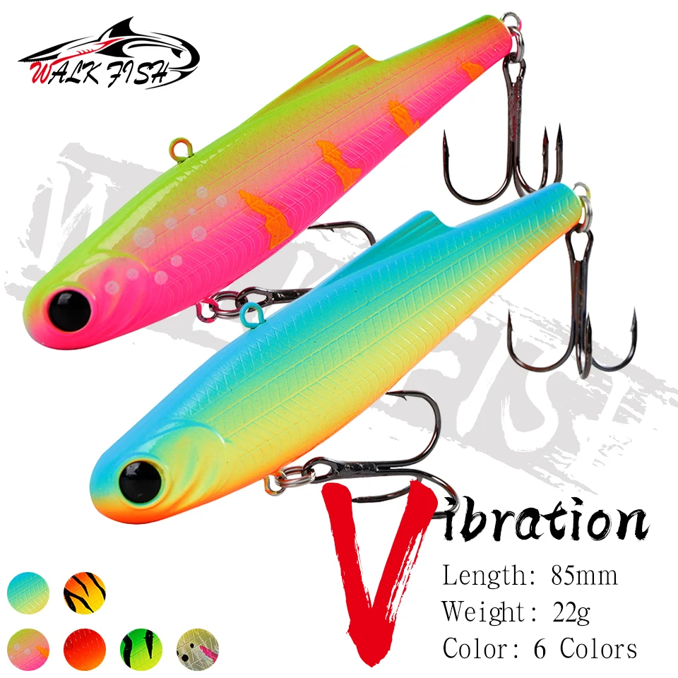 WALK FISH 1 Stück 22g/85mm Guss-Vibrationsköder mit Dreifachhaken Harter Köder Wobbler für Barsch und Hecht Angeln Sinkend Salzwasser Süßwasser Winter