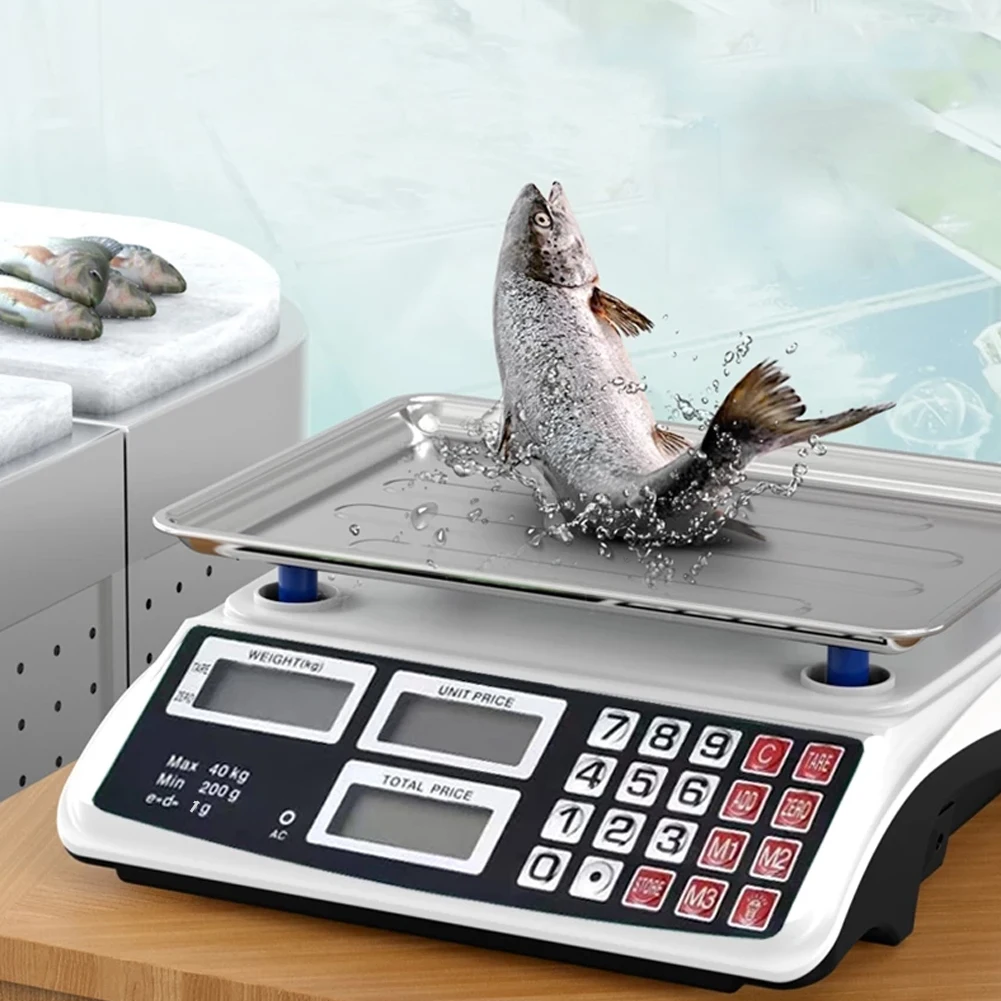 

40kg/1g Price Computing Scale with Stainless Steel Plate Food Produce Scale Electronic Small Scale for Farmers Market Meat Shop