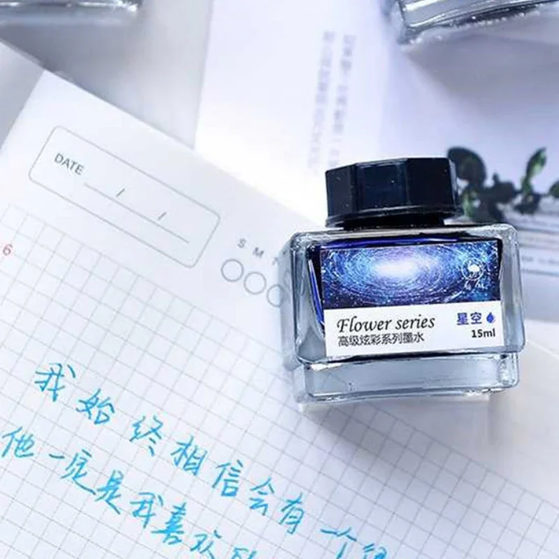 2 Pieces Ostrich Non Carbon Colored Ink Gold Powder Fountain Pen Dipped in Water Pen Ink Hand Account Diary Set Colored Ink