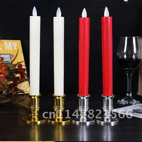 2 Candlestick Votive Candles Holder Plated for Fake Tapers Christmas Party Decoration Wedding Silver/Gold