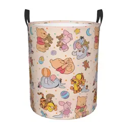 Custom Winnie Pooh Teddy Bear Laundry Basket Foldable Large Clothes Storage Bin Baby Hamper