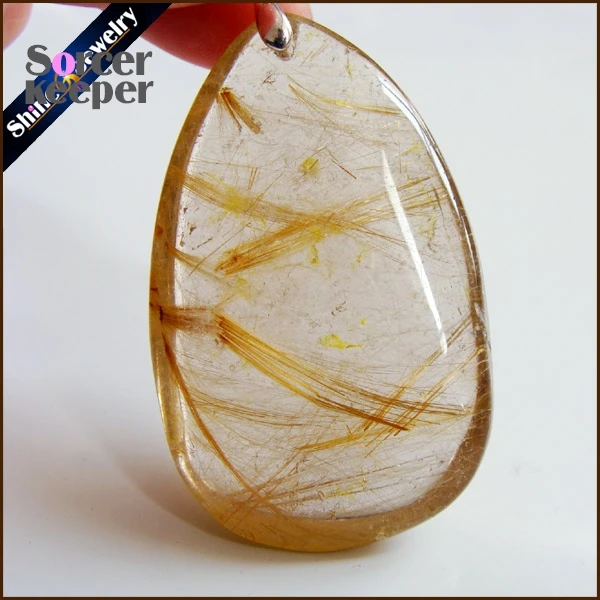 Natural Stone Fashion Ladies Rutilated Quartz Pendant Garden Crystal Quartz DIY Making Charm Necklace Jewelry Accessories OS494