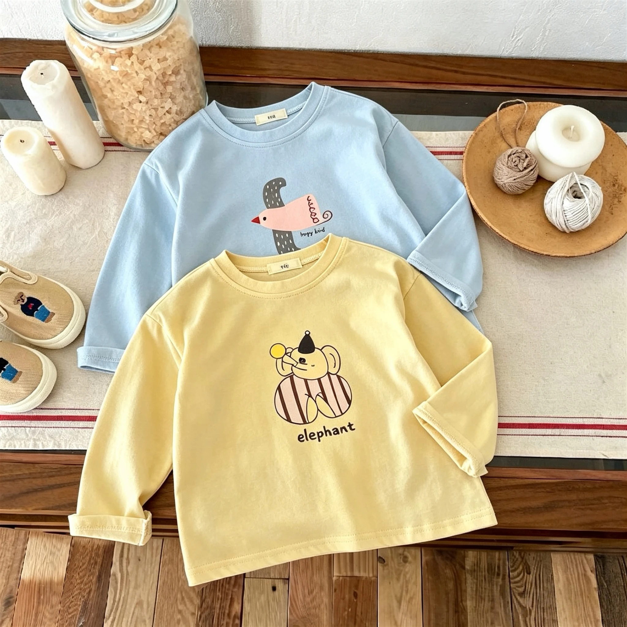 1 2 3 4 5 6years Girl Boy Long Sleeve T-shirt Tops Spring Autumn Clothing Simple Thin Casual Kids Bottoming Shirt O-neck Blouse