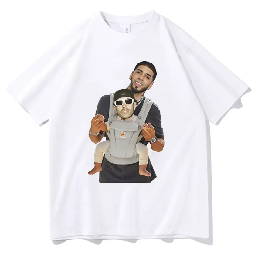 Rapper Anuel AA Feid Baby Carriage Design Graphic T Shirt Men Cool Hip Hop Oversized T-shirt Unisex Casual 100% Cotton T-Shirts