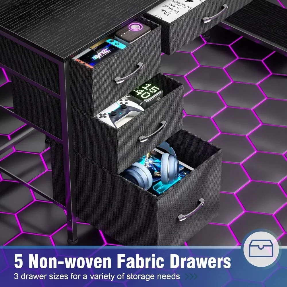 Vendez bien "bureau de jeu ergonomique avec rangement et éclairage, bureau à domicile avec prises de courant et vitrines"