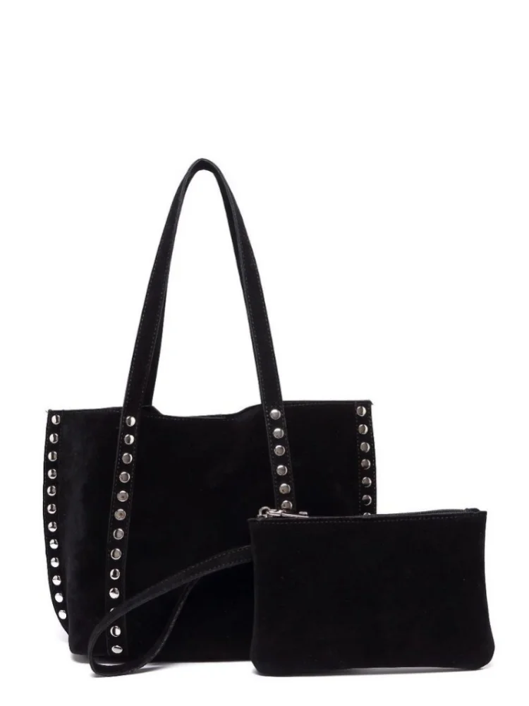 

Винтажная сумка-тоут с заклепками в стиле деко, большая сумка Capaci для женщин, универсальные повседневные сумки на плечо из нейлонового материала, новые осенние сумки для покупок