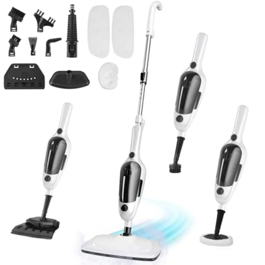 

Steam Mop for Home with 15.2 OZ Water Tank and 23FT Power Cord Detachable Steam Cleaner for Hardwood Tile Furniture 11-in-1 Mul