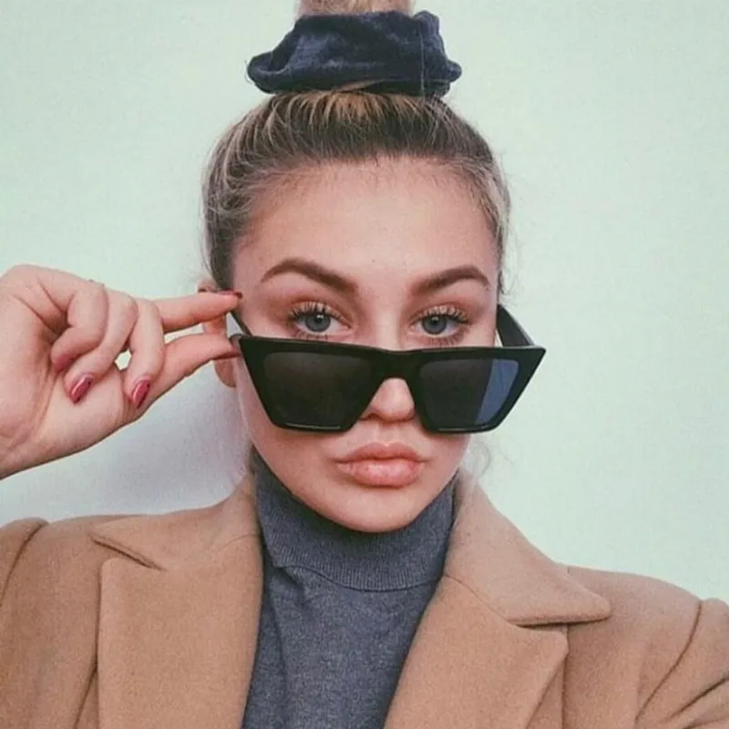 Lunettes de soleil œil de chat pour femmes, rétro, design de marque, noir okulary vintage, UV400, 2024