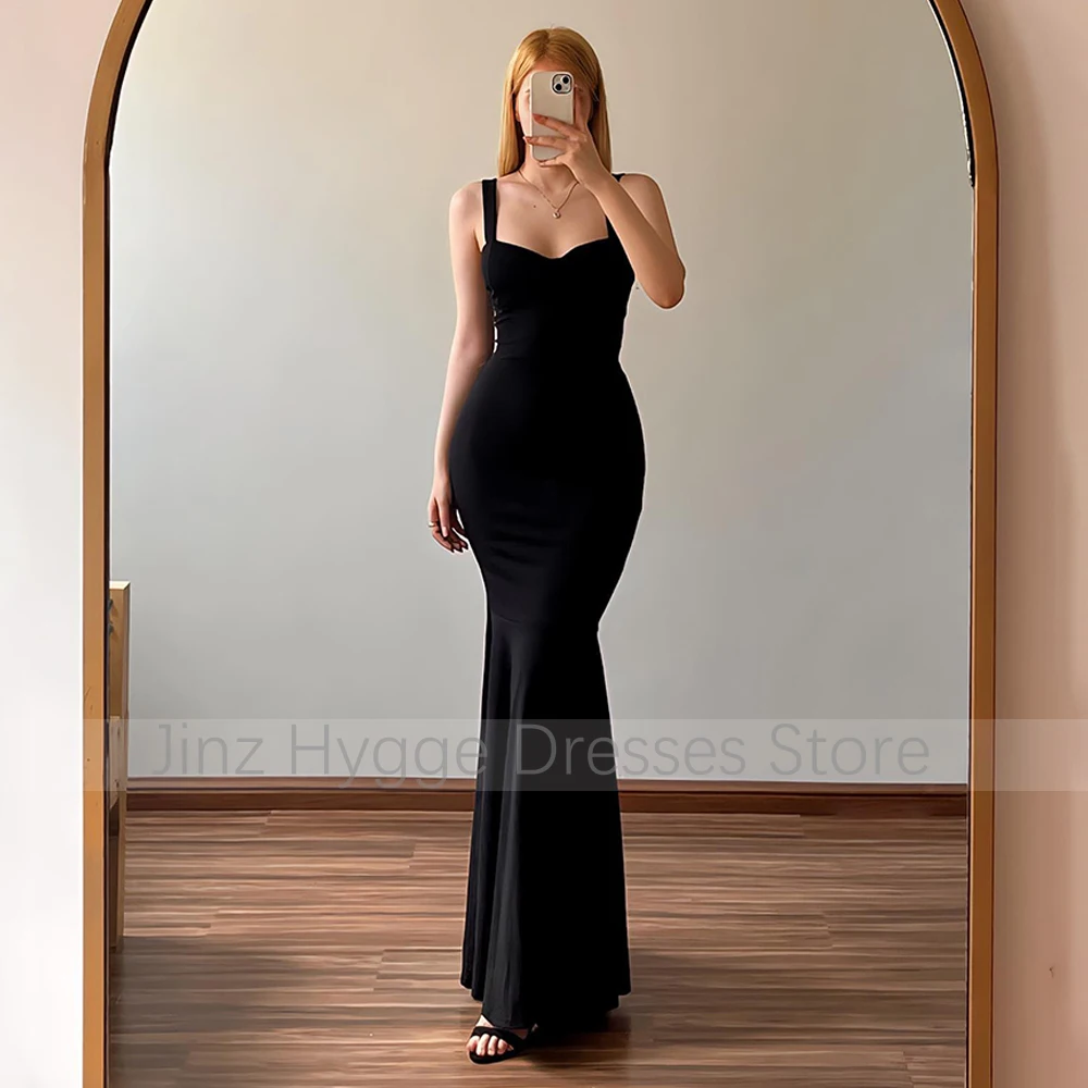 Elegant Bridesmaid Dresses Black Sweetheart Mermaid Bridesmaid Gowns for Women Sleeveless Trumpet Simple Evening Dress Long