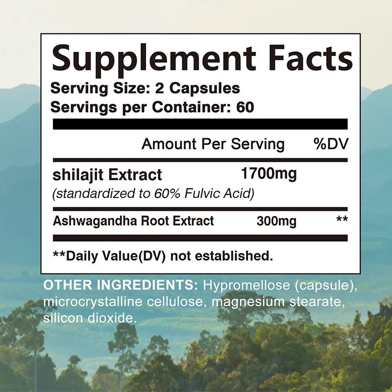 Shilajit Capsules - Rich in Natural Fulvic Acid and 85+ Trace Minerals - Enhance Energy Endurance, Improve Concentration