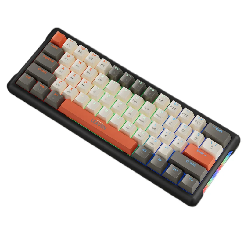 K610 teclado de três modos 61 teclas saúde completa plugue quente rgb atmosfera luz é adequado para jogos e-sports tablet laptop escritório