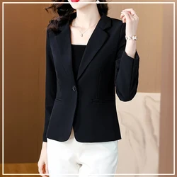 2024 New Spring and Autumn Elegance High End Fashion Commuting Simple Solid Color Slim Fit Versatile Long Sleeved Suit Coat