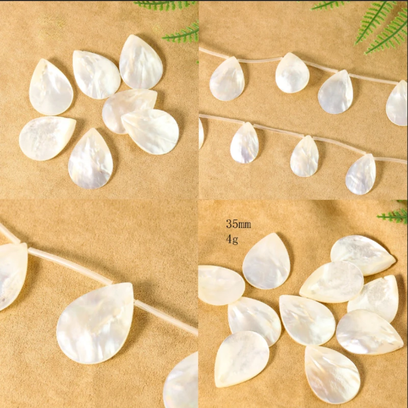 2PCS Natural Mother of Pearl Shell Drop Charms Pendant Side Hole Connector Bead for Jewelry Making DIY Necklace Earring Bracelet