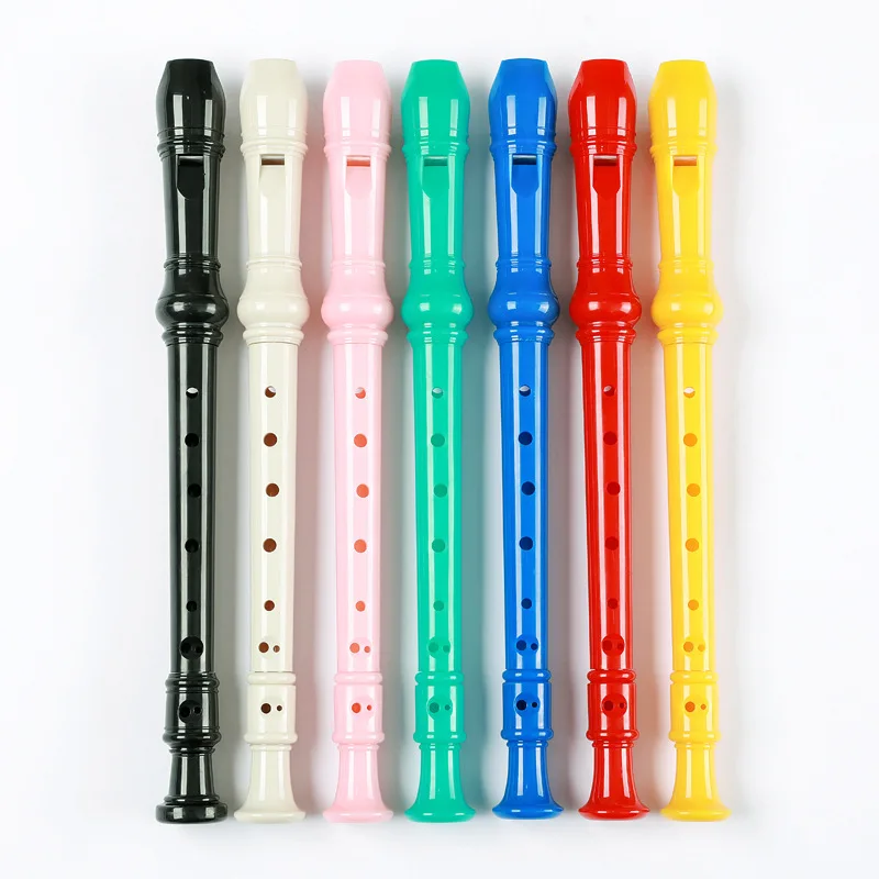 8 Holes Plastic Recorder ABS Long Flute Clarionet Musical Instrument Colorful Clarinet with Cleaning Stick for Children Beginner