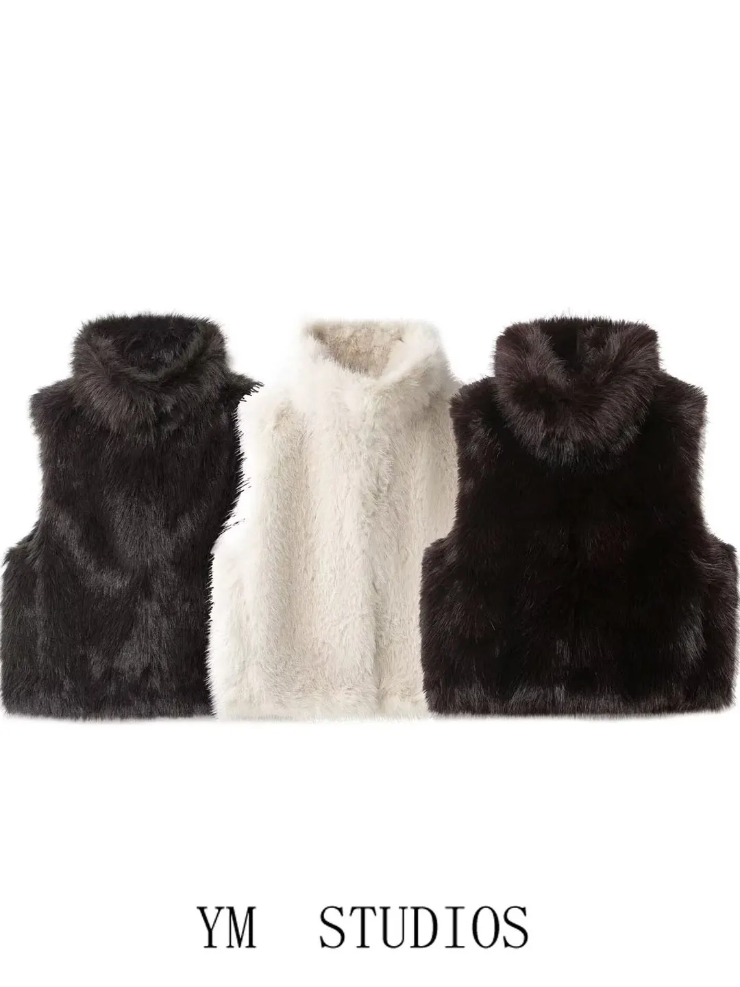 

Американский жилет с воротником-стойкой и эффектом искусственного меха, женский жилет Faion Commute Sle ort, цвет длины