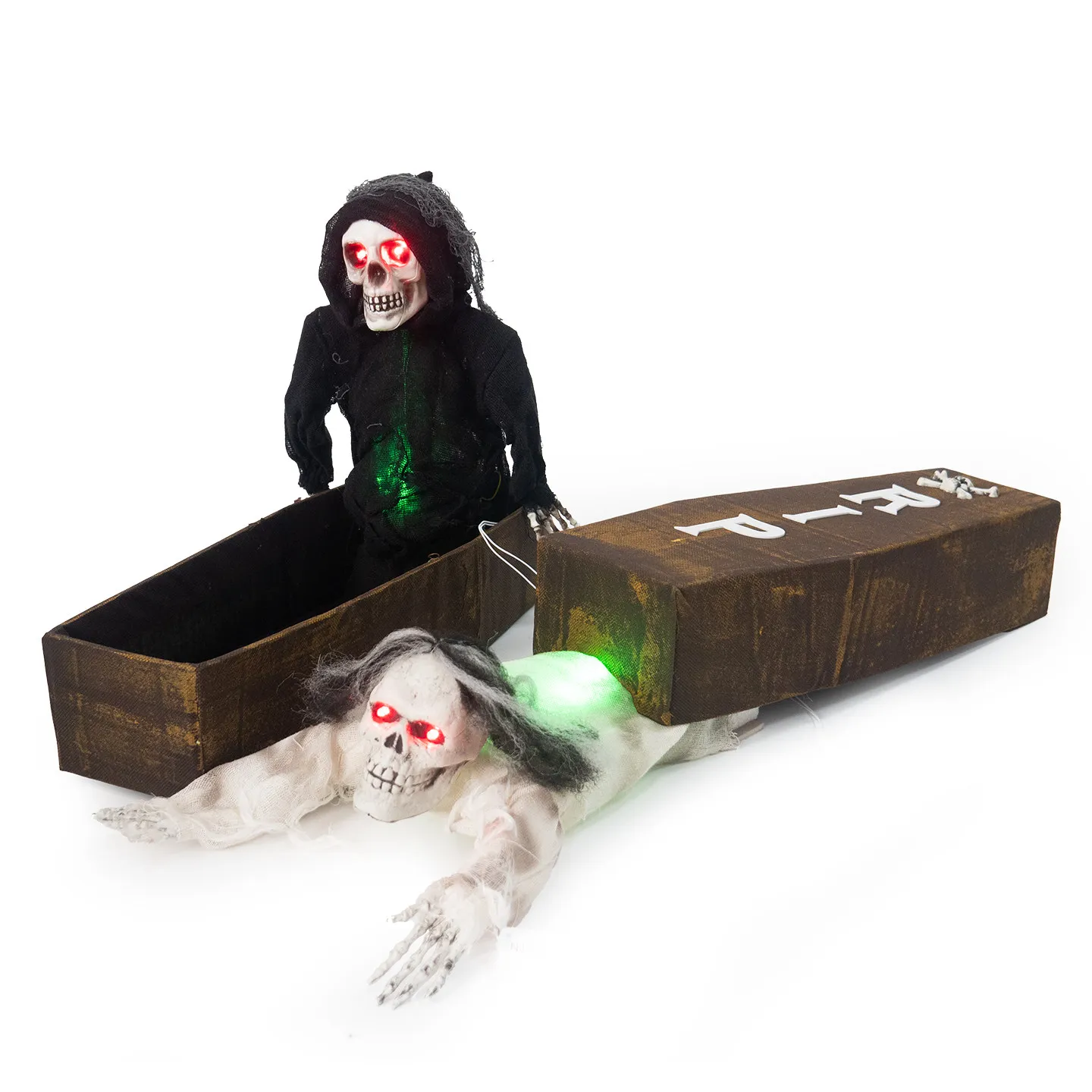 For Halloween Props Coffin Body Lifting Telescopic Eye Body Glow Decoration