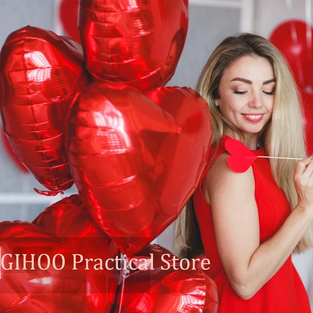 5/10/18/36 inch Red Heart Inflatable Foil Balloons Valentines Day Wedding Decorations Birthday Party Anniversary Globos Supplies