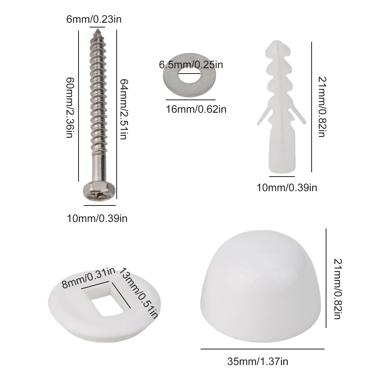 Toilet Pan Bidet Fixing Kit with Nylon Bushes & Screws for Secure Floor Installation - Wooden & Concrete Floors Compatible