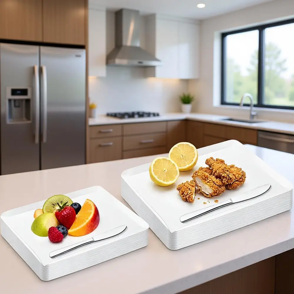 

Ассорти одноразовых пластиковых разделочных досок — 120 листов, 15x11, 13x10, 11x9 для кухни и коммерческого использования.