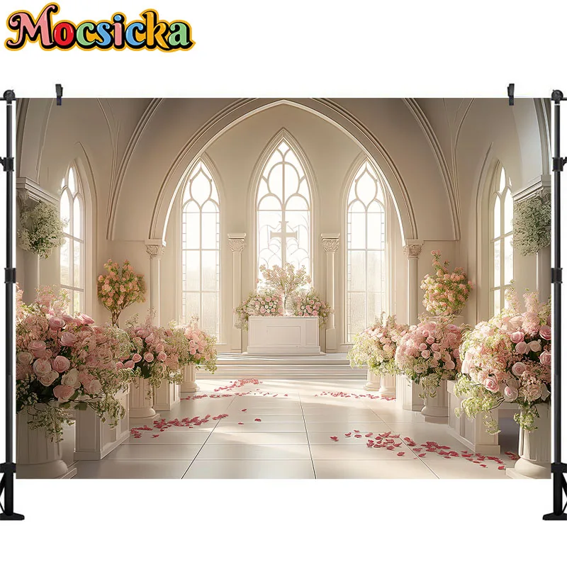Hochzeit Kirche Fotografie Hintergrund Mutterschaft Porträt Shooting Hintergrund weißen Raum Vorhänge Blumen Fotostudio Fototermin