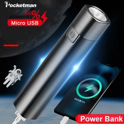 Mini LED Flashlight USB Rechargeable Flashlights Waterproof Torch Pocket Emergency Light Camping Flashlight Small Torch New