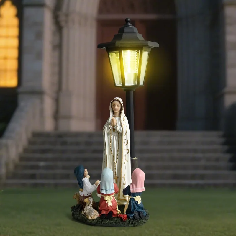 Solar Garden Statue Outdoor Lights Waterproof Religious Prayer Figure Sculpture Lamp for Yard Patio Festival Outdoor Decoration
