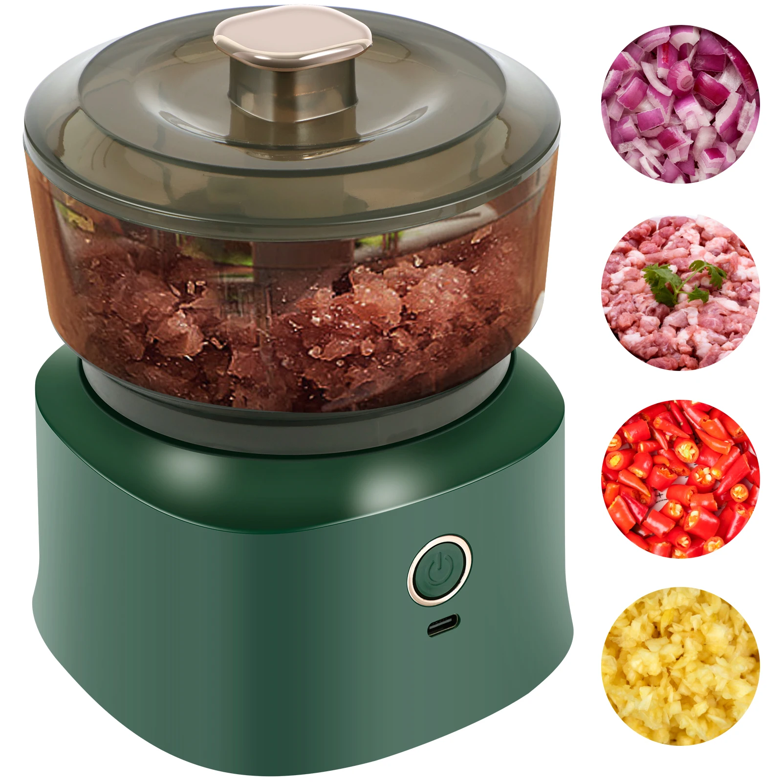 350ml Mini Meat Grinder Cordless Electric Vegetable Chopper USB Rechargeable Food Processor for Baby Food Kitchen Vegetable Meat