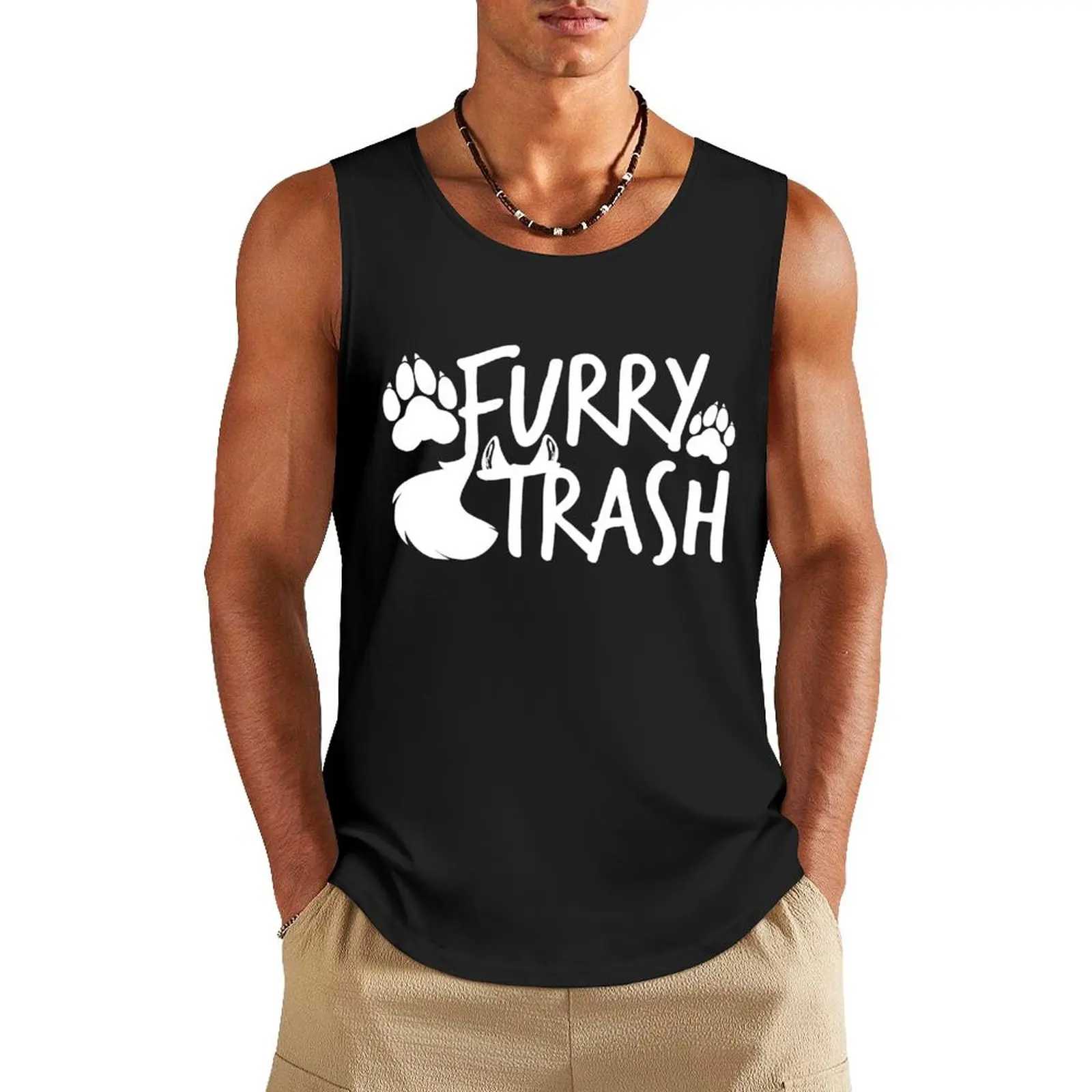 Furry Trash -white- Tank Top male top Bodybuilding shirt Clothing