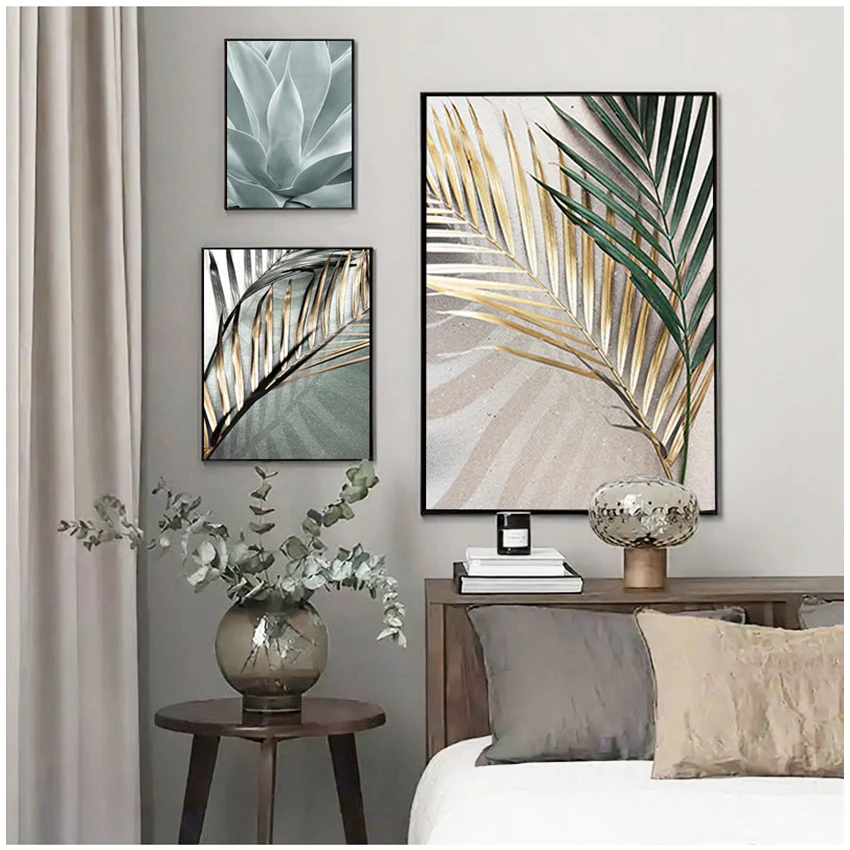 1pc frameless Canvas Painting Wall Pictures For Living Room Home Decoration Palm Leaves Plant Art Canvas Painting Aloe Botanical