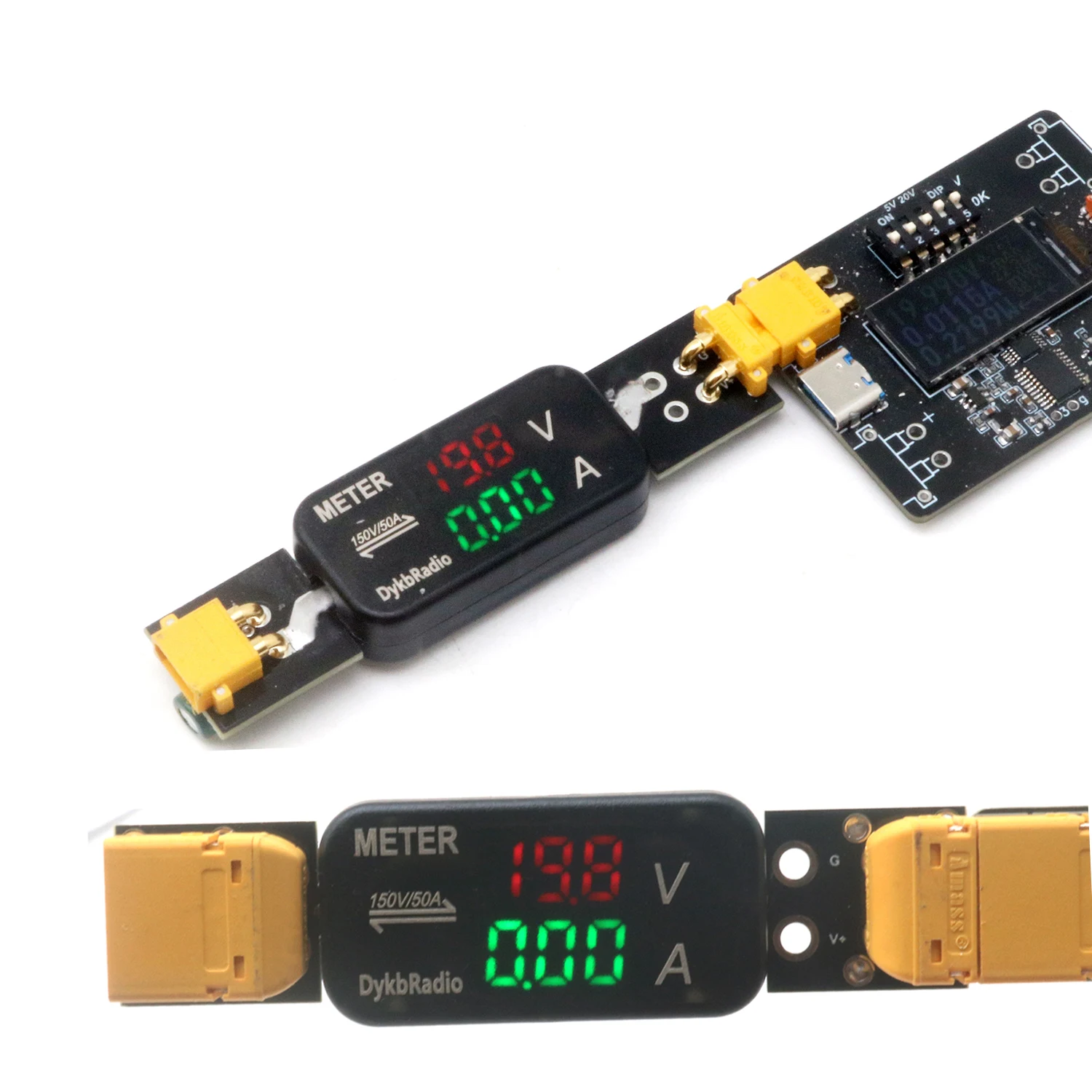 XT30 XT60 DC 150V 50A Bidirektionales Voltmeter Amperemeter Hochspannungs-Strommessgerät BMS RC Batterie Lade- und Entlademessgerät – Detail 1