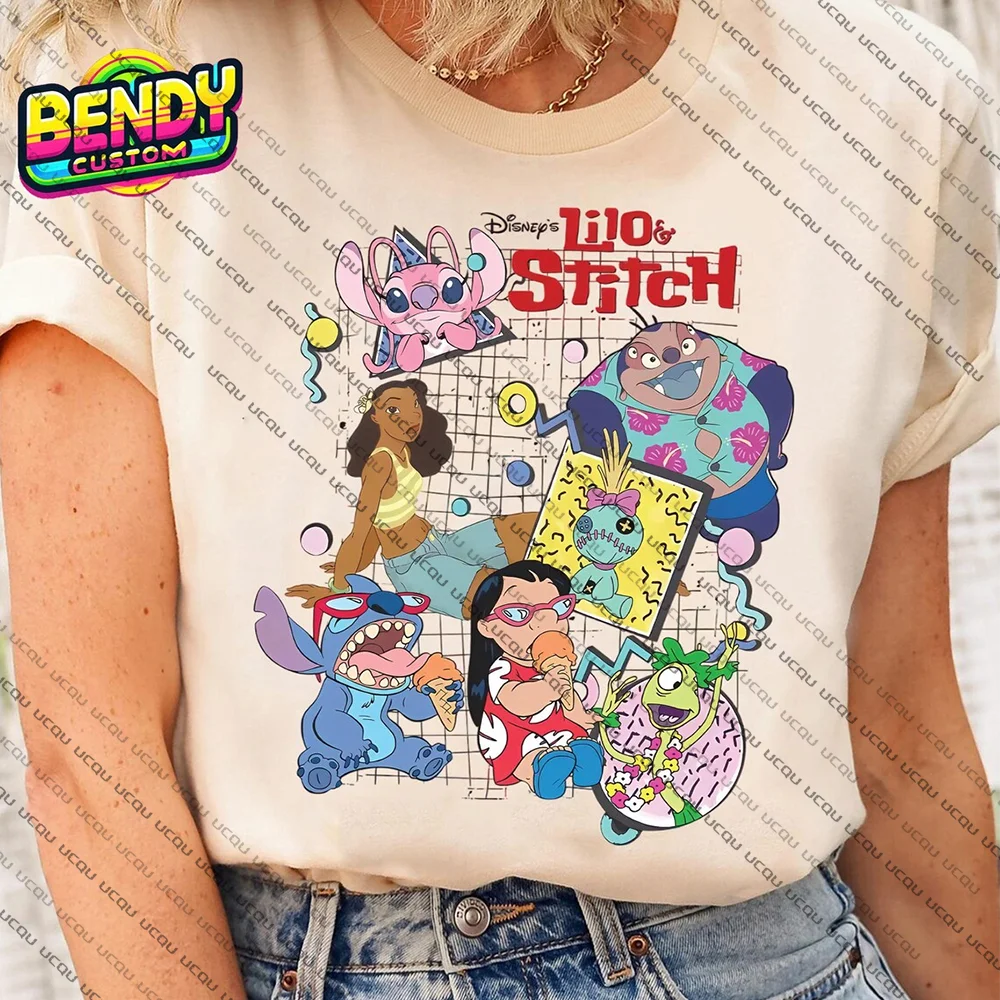 

Disney Lilo & Stitch Aloha Graphic Tee Women Cotton T-Shirt Women's Kawaii Cartoon Top Retro 90S Summer Y2K Casual Streetwear