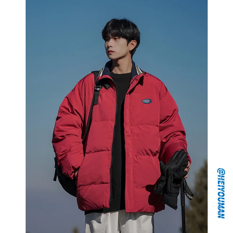 

Мужская зимняя утепленная куртка с воротником-стойкой, свободного кроя, молодежная, повседневная, модная, на молнии, с утеплителем