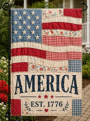 4th of July Garden Flag Patriotic Red White Blue Outdoor Decoration AAV hhz