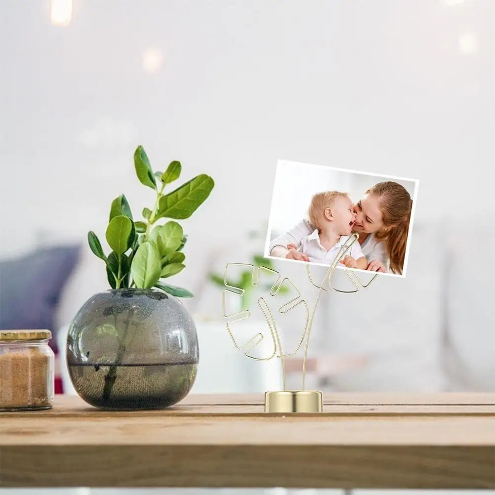 2 Pcs Metal Turtle Leaf Card Holder Desk Decor Photo St Note Clip Stainless Steel Game Table Display Picture Frame