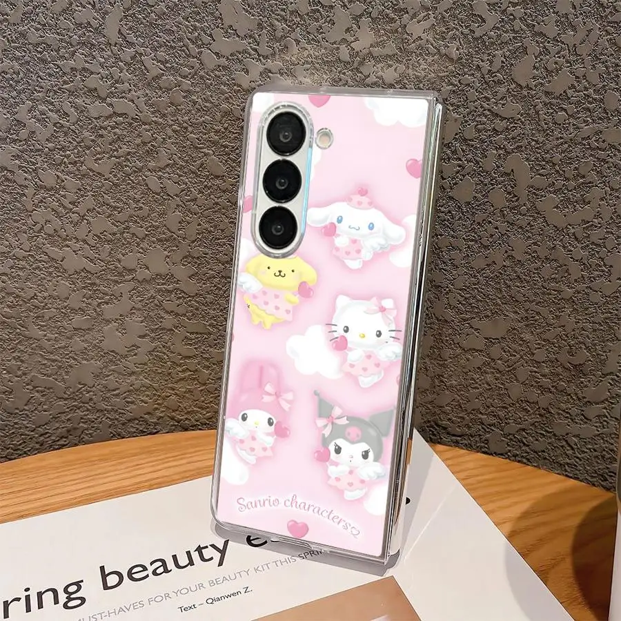 حافظة لهاتف سامسونج جالاكسي ZFold4 ZFold6 ZFold5 Z Fold 7 6 5 4 3 ZFold3 ZFold7 غطاء هاتف ناعم شفاف لطيف سانريو مرحبا كيتي #2