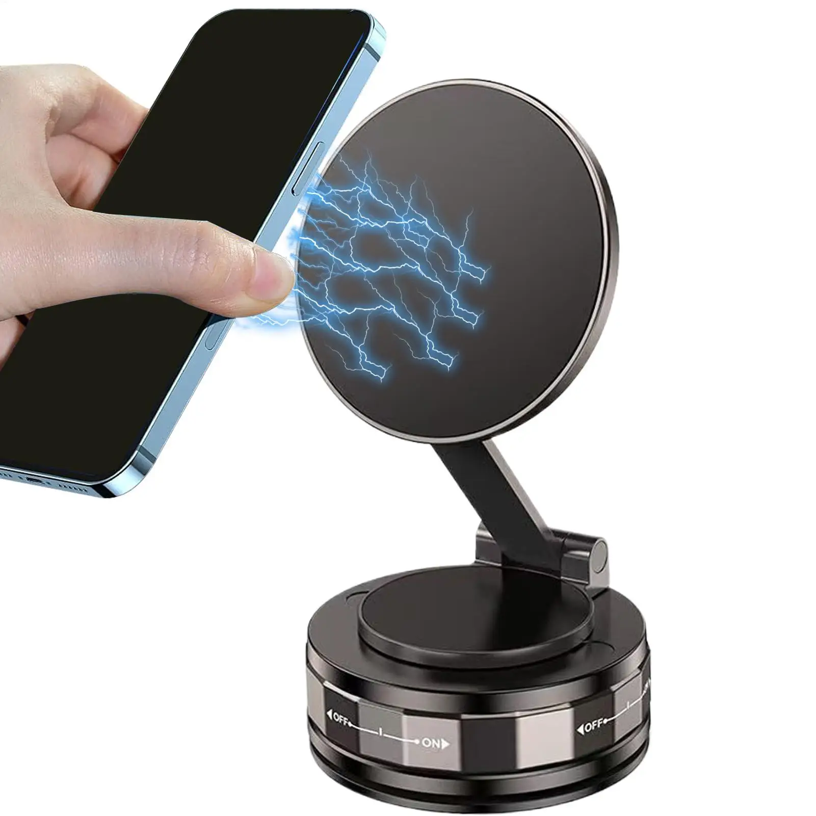 Vakuum-Magnet-Telefonhalter fürs Auto, magnetische Vakuum-Saug-Telefonhalterung, faltbare Autohalterung, 360 Grad drehbar, Fahrzeugzubehör