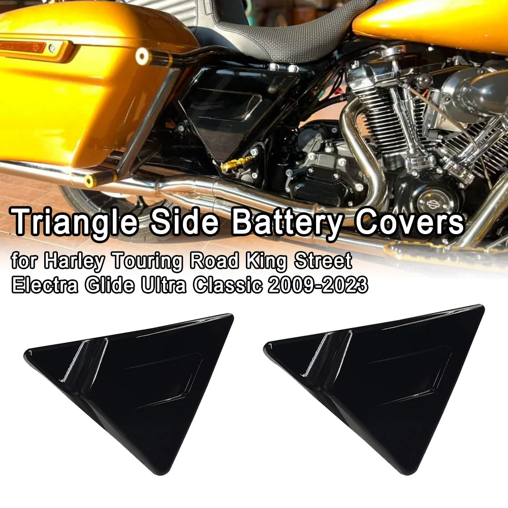 Motorcycle Triangle Side Battery Covers for Harley Touring Road King Street Electra Glide Ultra Classic 2009-2023