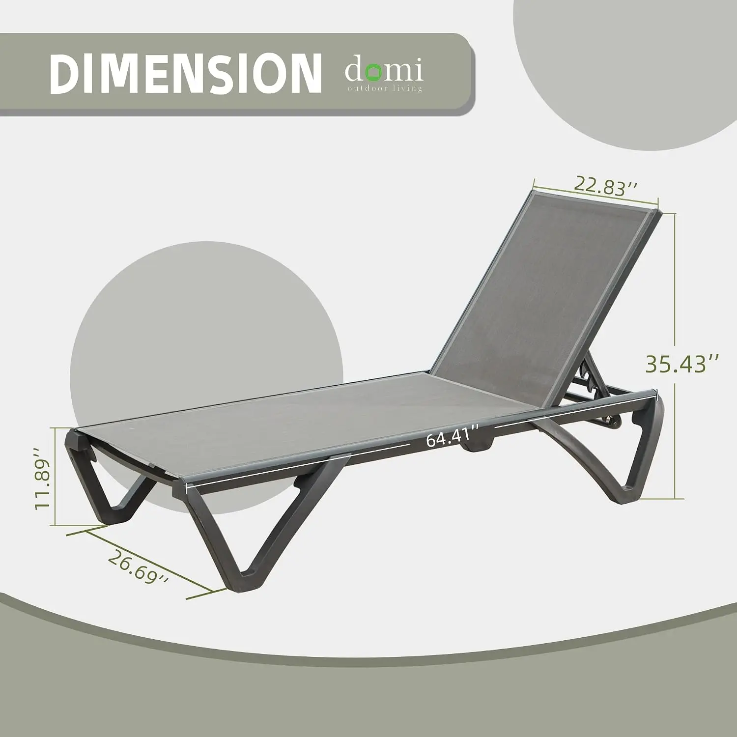 Aluminum Pool Lounge Chair Set with Side Table, 5-Position Adjustable Outdoor Chaise with Wheels for Patio Garden, Customized