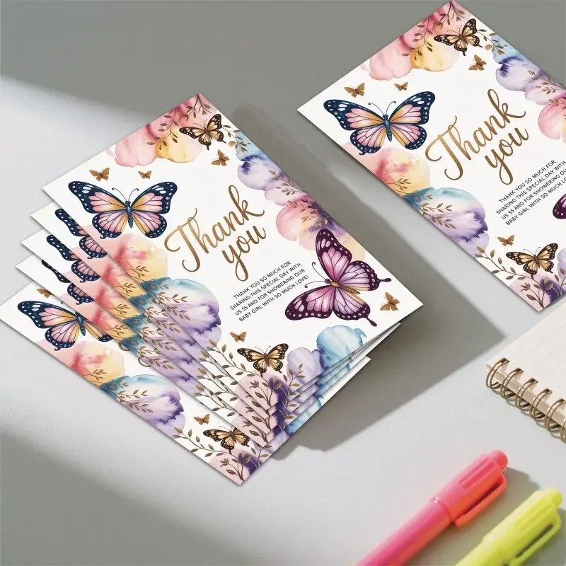 100pcs Watercolor Floral Butterfly Design Memo Card Set, Perfect for Expressing Gratitude To Family and Friends on Birthdays,