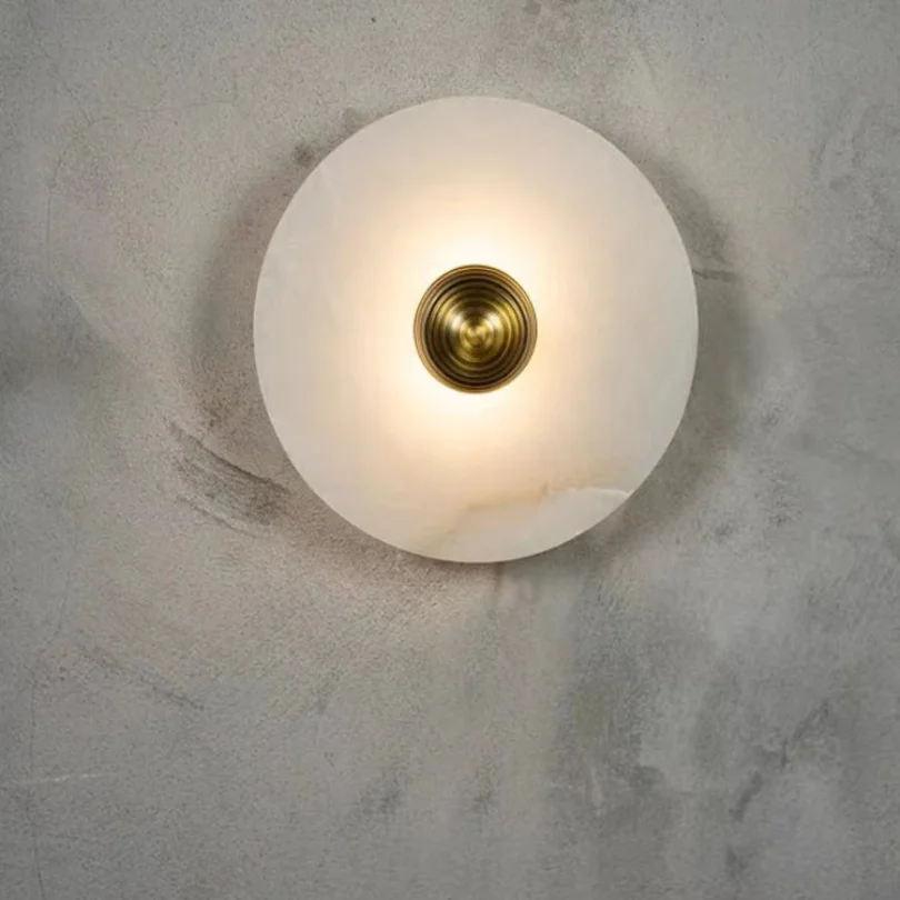 

Marble Wall Lamp Living Room Hallway Background Sconce Light Fixtures Stone Decoration Lighting Round Modern Led Indoor Bedroom