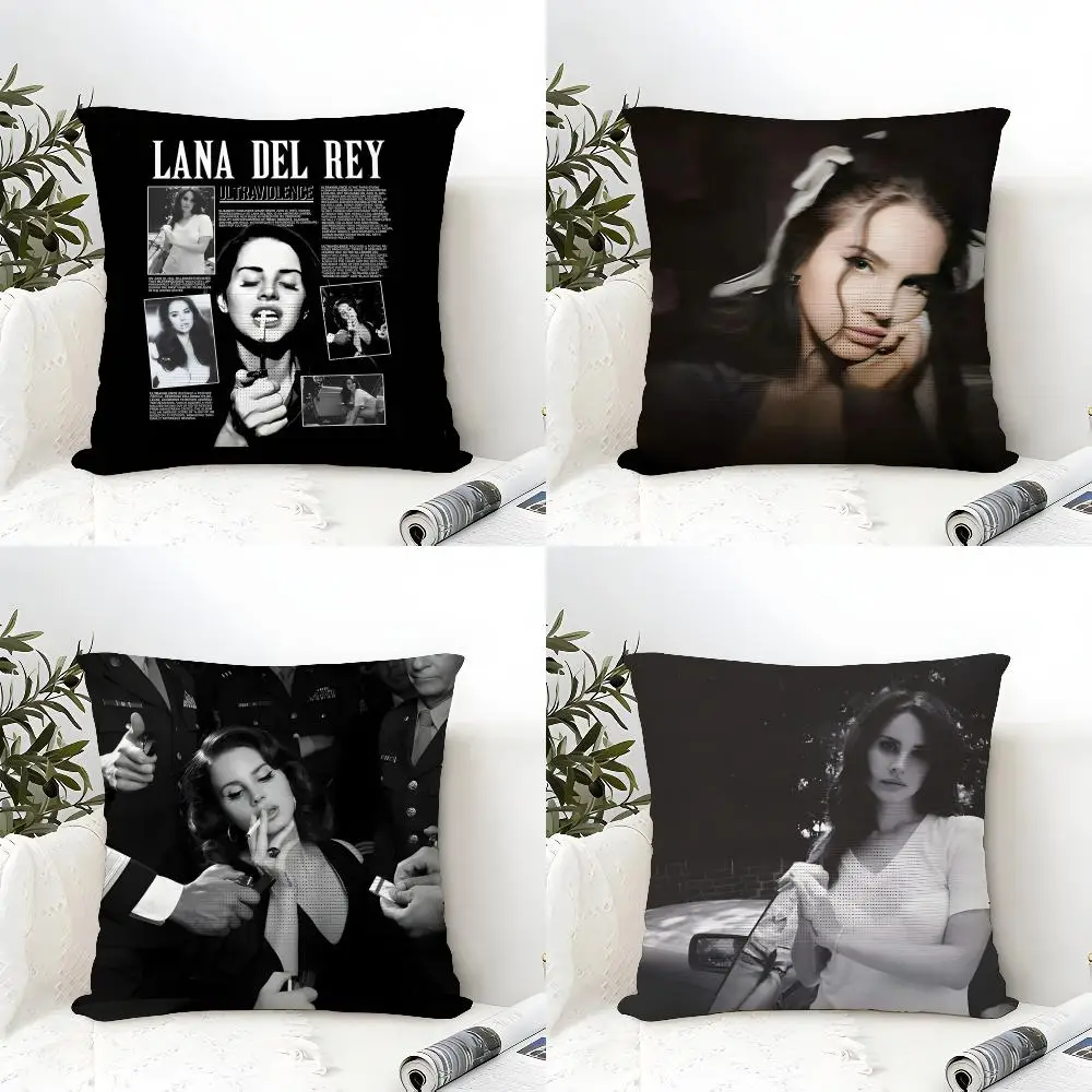 L-Lana Del R-Ray Cushion Cover Eco Linen Pillow Case | Double-Sided Print, Breathable & Durable, Hidden Zipper Home Decor Gift